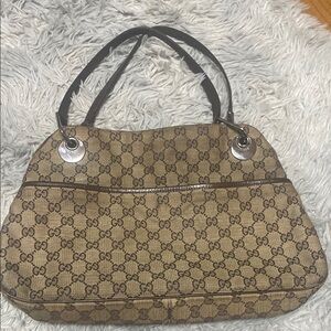 Gucci Brown Shoulder Bag with Monogram Canvas